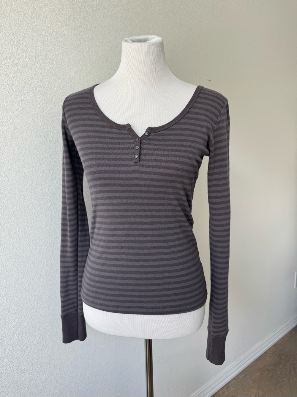 Brandy Melville Gray Striped Long Sleeve